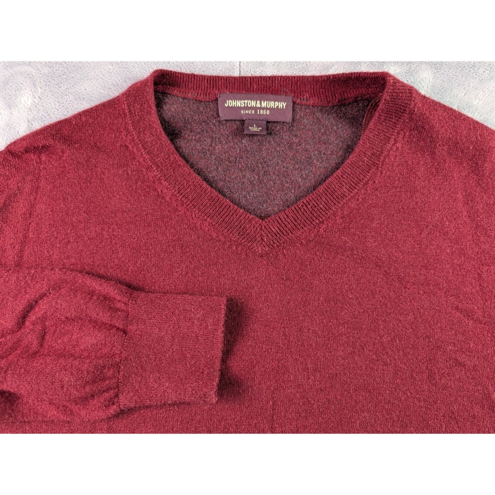Johnston & Murphy V-Neck Silk Alpaca Blend Sweater Burgundy Wine Red Men's Large